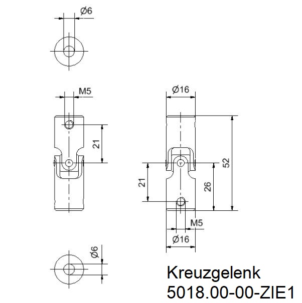 Kreuzgelenk_Stahl_16mm_beidseitige_Bohrung_6mm_1_Stck_Zeichnung Stahl Kreuzgelenk l Ø 16mm l beidseitige Bohrung 6mm l 1 Stück Zeichnung