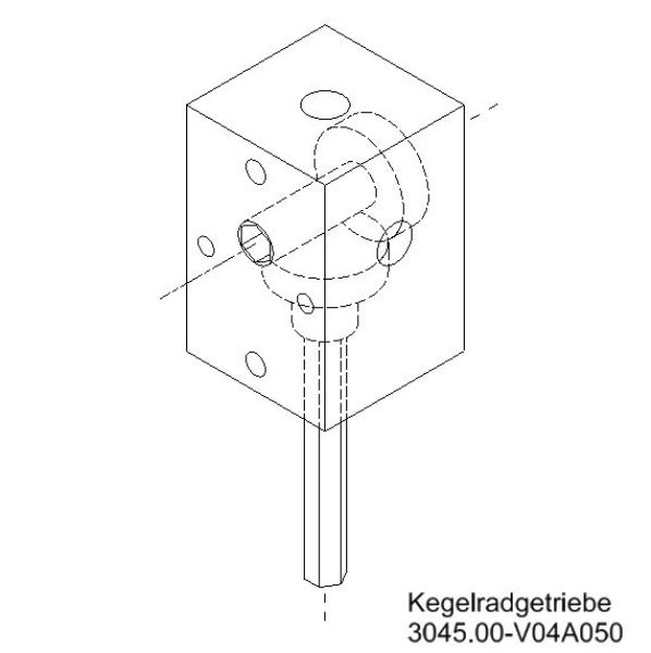 OS3045_00-V04A050UmlenkgetriebemitAusladung_bevelgear Kegelradgetriebe 5,5 Nm 1:1 oder 2:1 1:1 / 50 mm