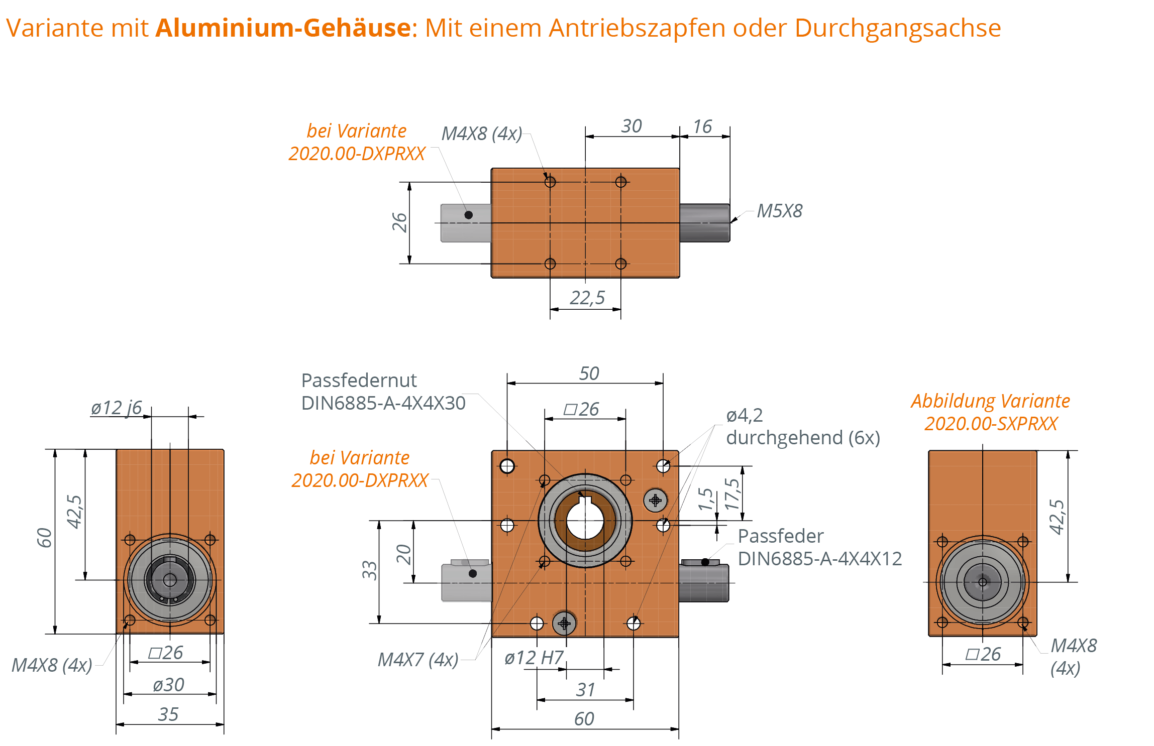 Schneckengetriebe Ket-Motion 2020 mit Passfedernut  