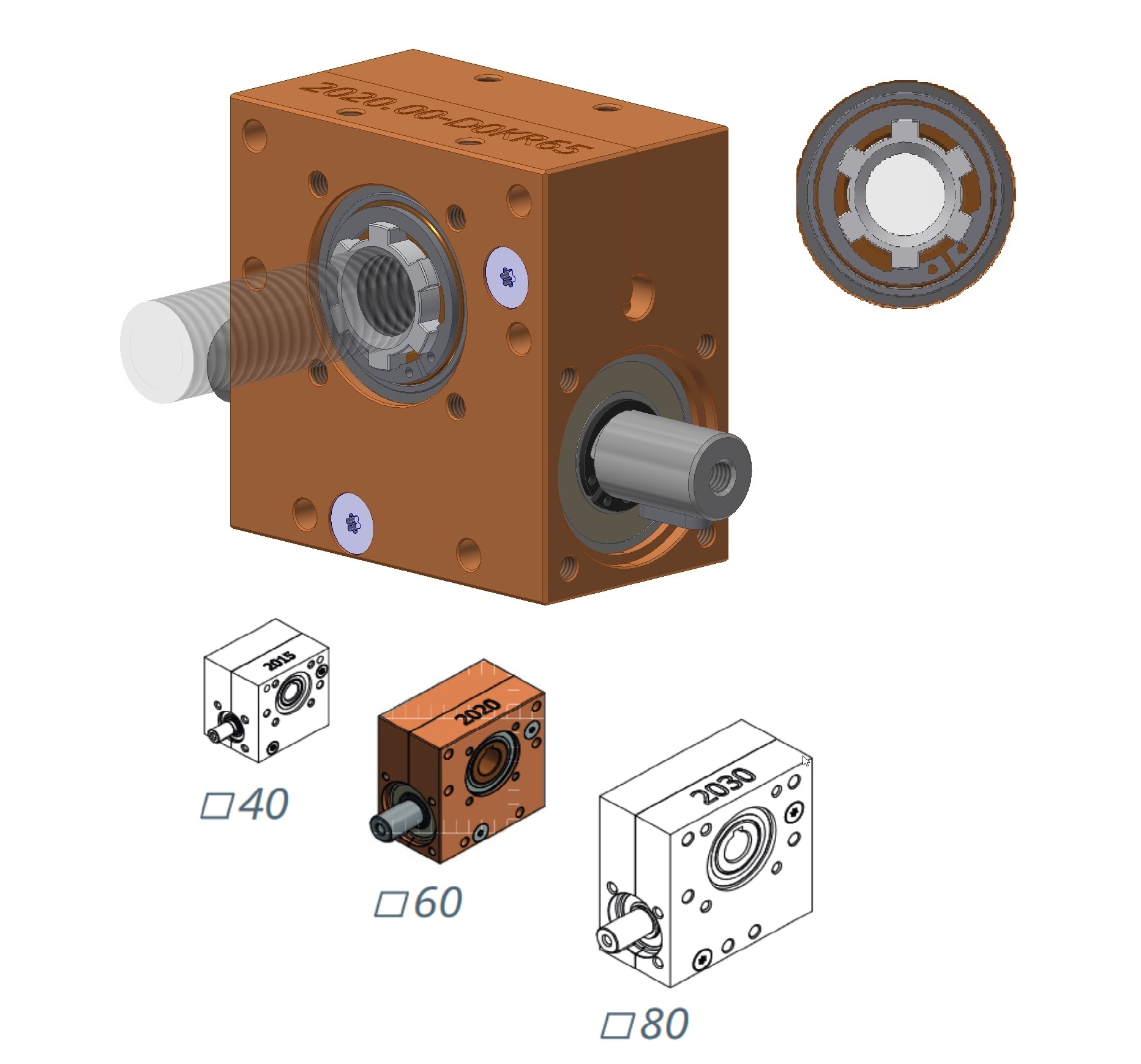 Schneckengetriebe 5:1 -  65:1 l 4,5 Nm - 11 Nm für Spindel TR14x2