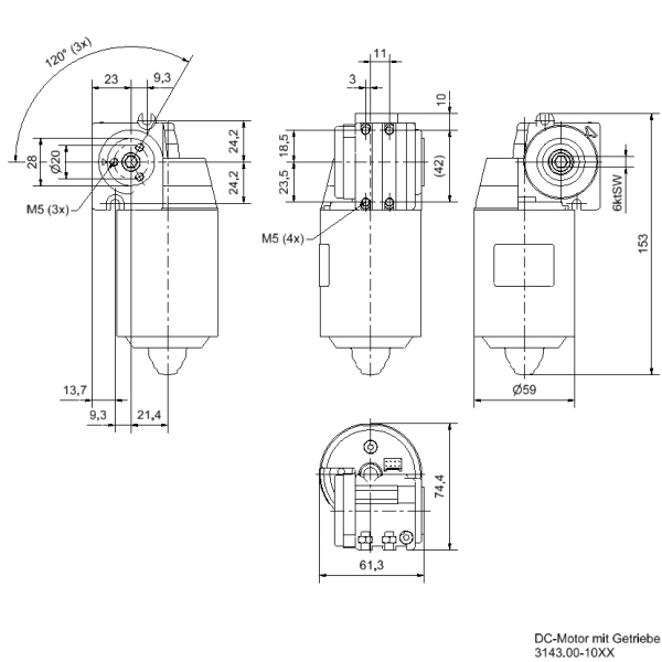 DC_Motor_mit_Getriebe_24V_5Nm_6kt_SW6_115Umin_Zeichnung1 DC Getriebemotor l 6kt SW6 l 115 U/min l 5 Nm Zeichnung1