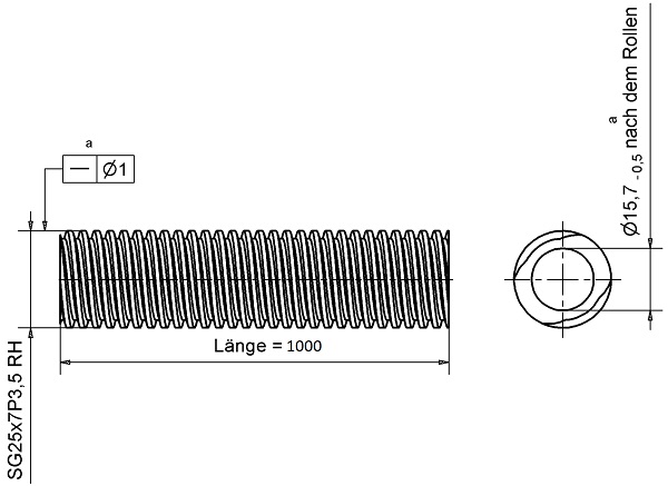 Spindelrohr_SG25x7_P3_5_Zeichnung Spindelrohr SG 25 Stahl Zeichnung
