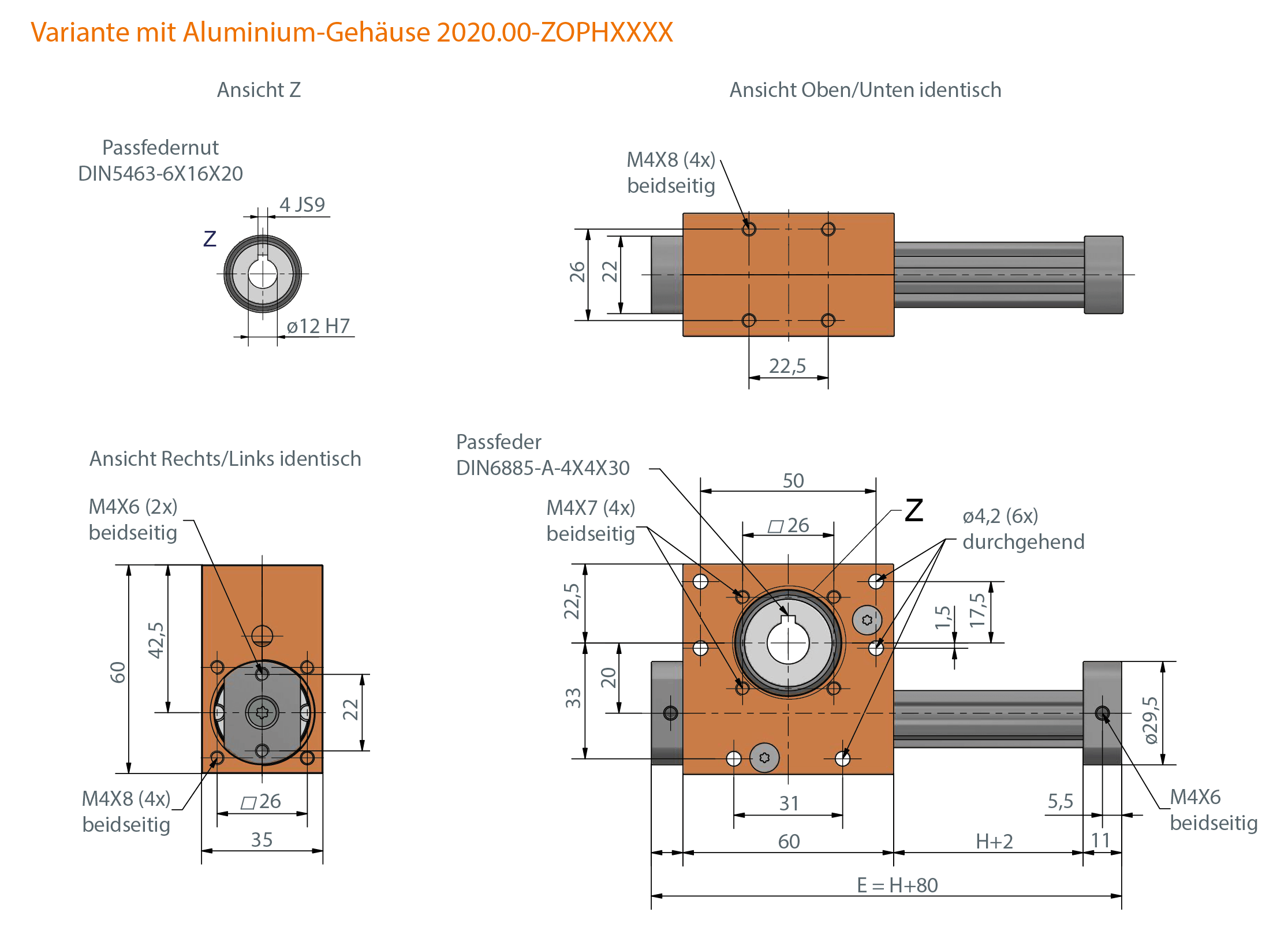 Lineargetriebe Ket-Motion 2020 mit Passfedernut Lineargetriebe Ket-Motion 2020 mit Passfedernut