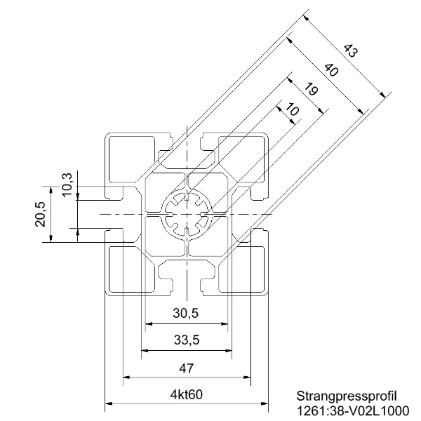 Montageprofil_Konstruktionsprofil_60x60_Zeichnung Montageprofil Konstruktionsprofil 60x60 Zeichnung