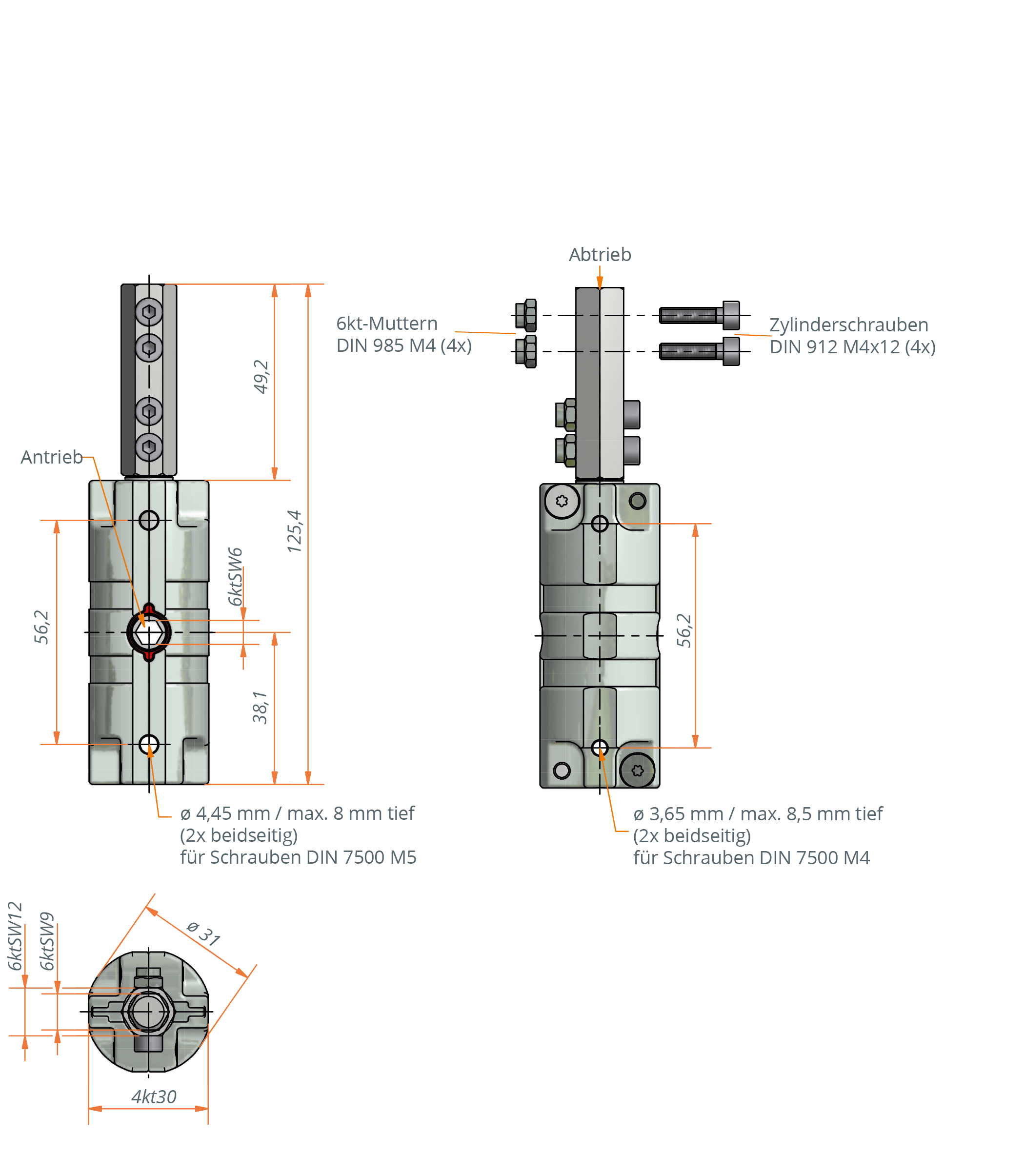 Kegelradgetriebe 3057 Technische Zeichnung Kegelradgetriebe 3057