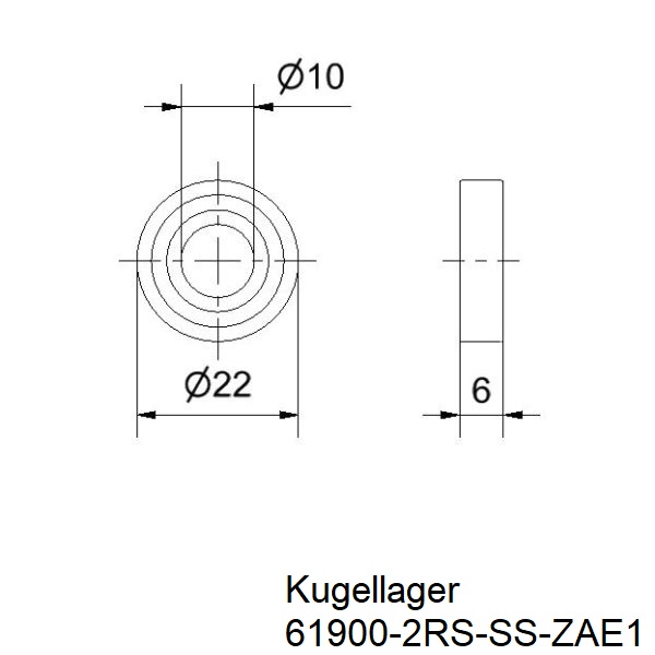 Kugellager_Edelstahl_10x22x6_1Stck_Zeichnung Kugellager Niro 10x22x6 l 1 Stück Zeichnung