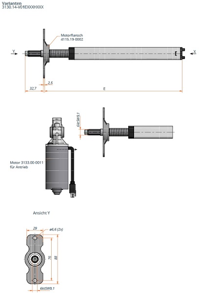 Spindeleinheit_mit_Motoradapter_ohne_Motorbefestigung_Zeichnung Spindeleinheit mit Motoradapter ohne Motorbefestigung Zeichnung