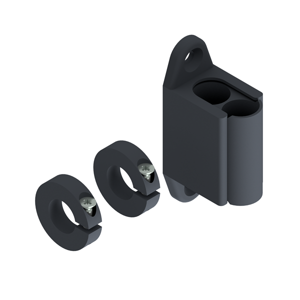 Kurbelhalter und Klemmringe mit Feststellschraube für Handkurbel klappbar.  Kurbelhalter und Klemmringe mit Feststellschraube für Handkurbel klappbar.