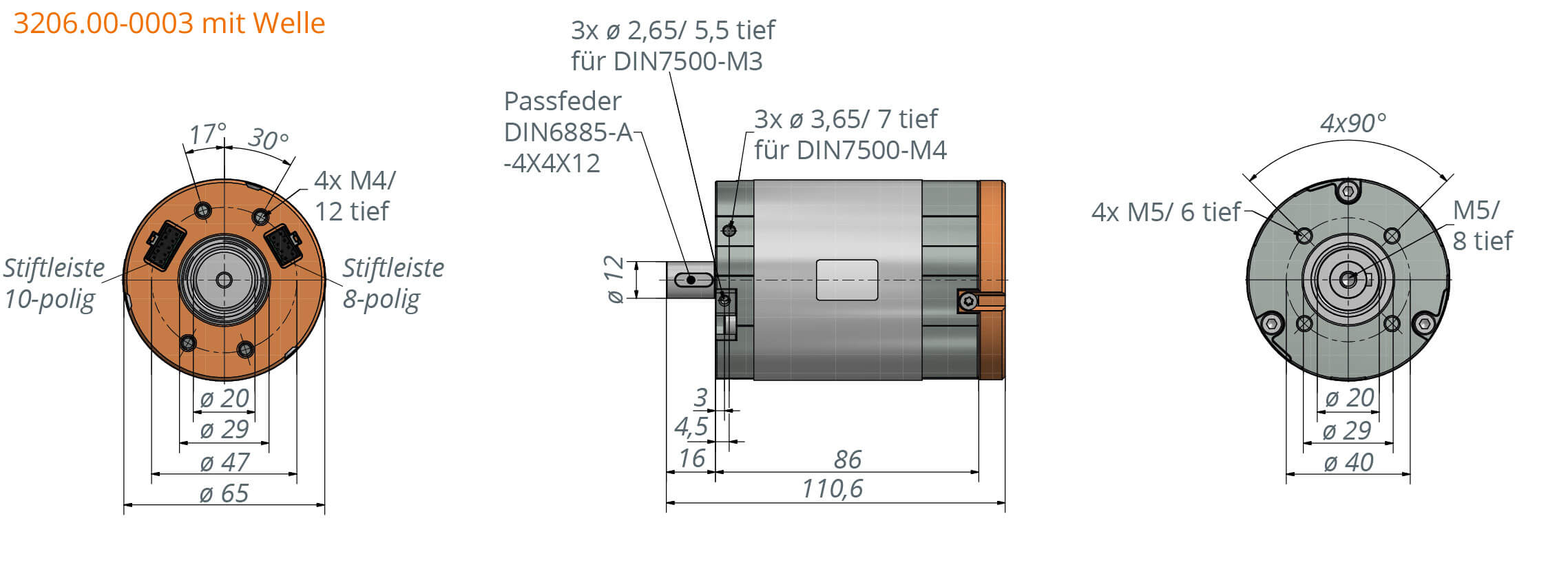 t-Rex 3206 I-65-86-H36 S2 (lange Version, Fokus Drehzahl) bei 24 VDC