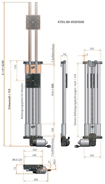 Ket-Screen_TV-Lift_bis25kg_500mm_Hub_Zeichnung Ket-Screen, TV-Lift bis 25 kg 500mm Hub Zeichnung