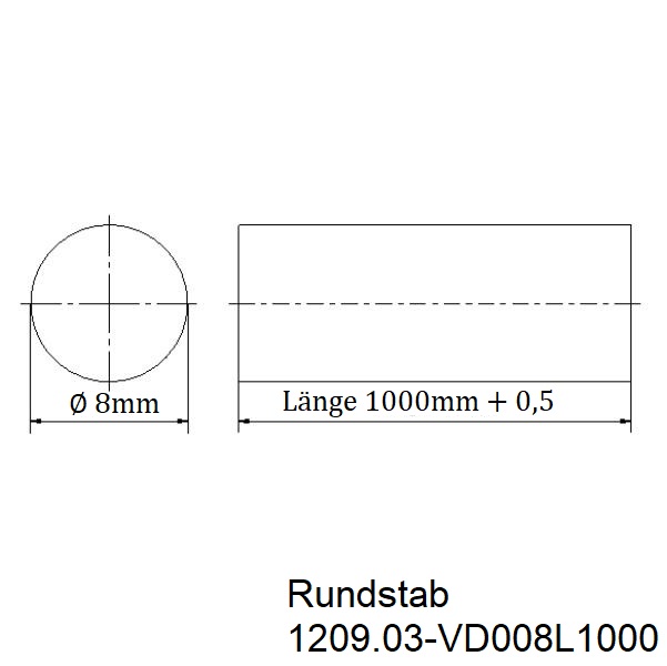 Profilstab l rund l Automatenstahl  Ø 8 mm / 1000 mm