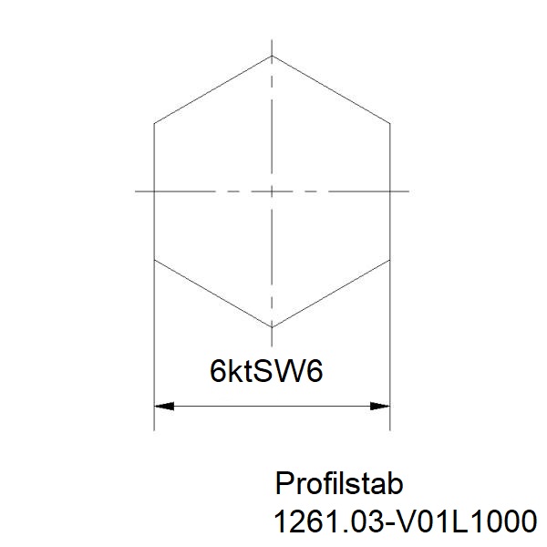 Profilstab 6kant SW6 mm Zeichnung