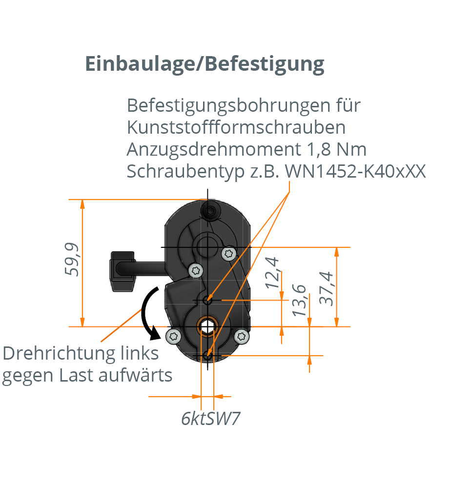 Einbaulage/Befestigung 3121 Motorantrieb 6ktSW