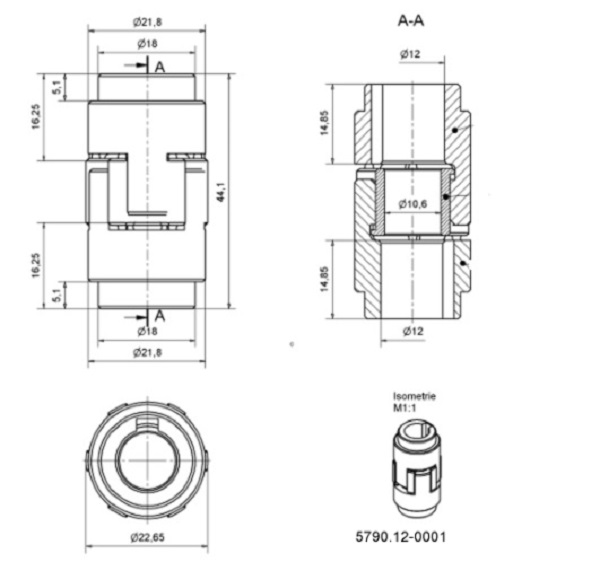 5790-12-0001_ZeichnungPPP8ftyJk2bV4 Klauenkupplung l Alu l beidseitig Ø12mm 4P9 Zeichnung