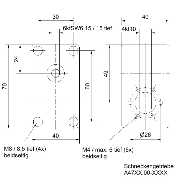 Schneckengetriebe 3Nm 2:1 Zeichnung1