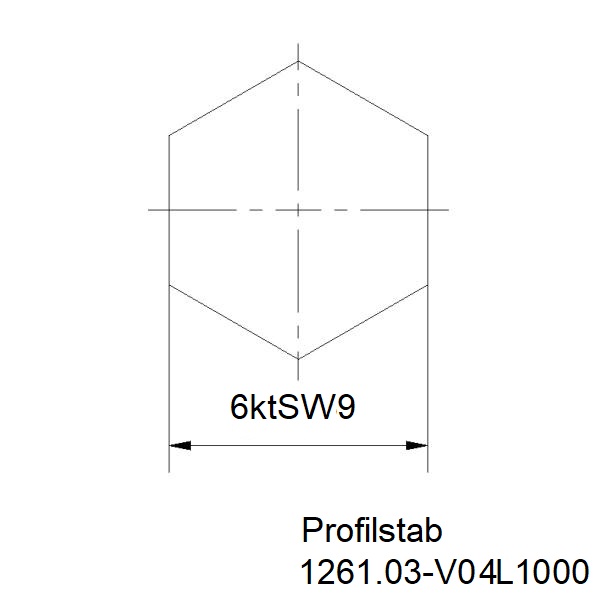 Profilstab 6kant SW9 mm 1 Meter Zeichnung