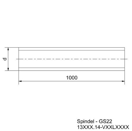 Trapezgewindespindel_tr22x5_Zeichnung Trapezgewindespindel TR 22 Stahl TR 22x5 / rechts / 1000 mm