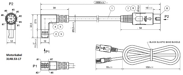 Motorkabel_90_Stecker_1950mm_Zeichnung Motorkabel mit 90° Stecker Zeichnung