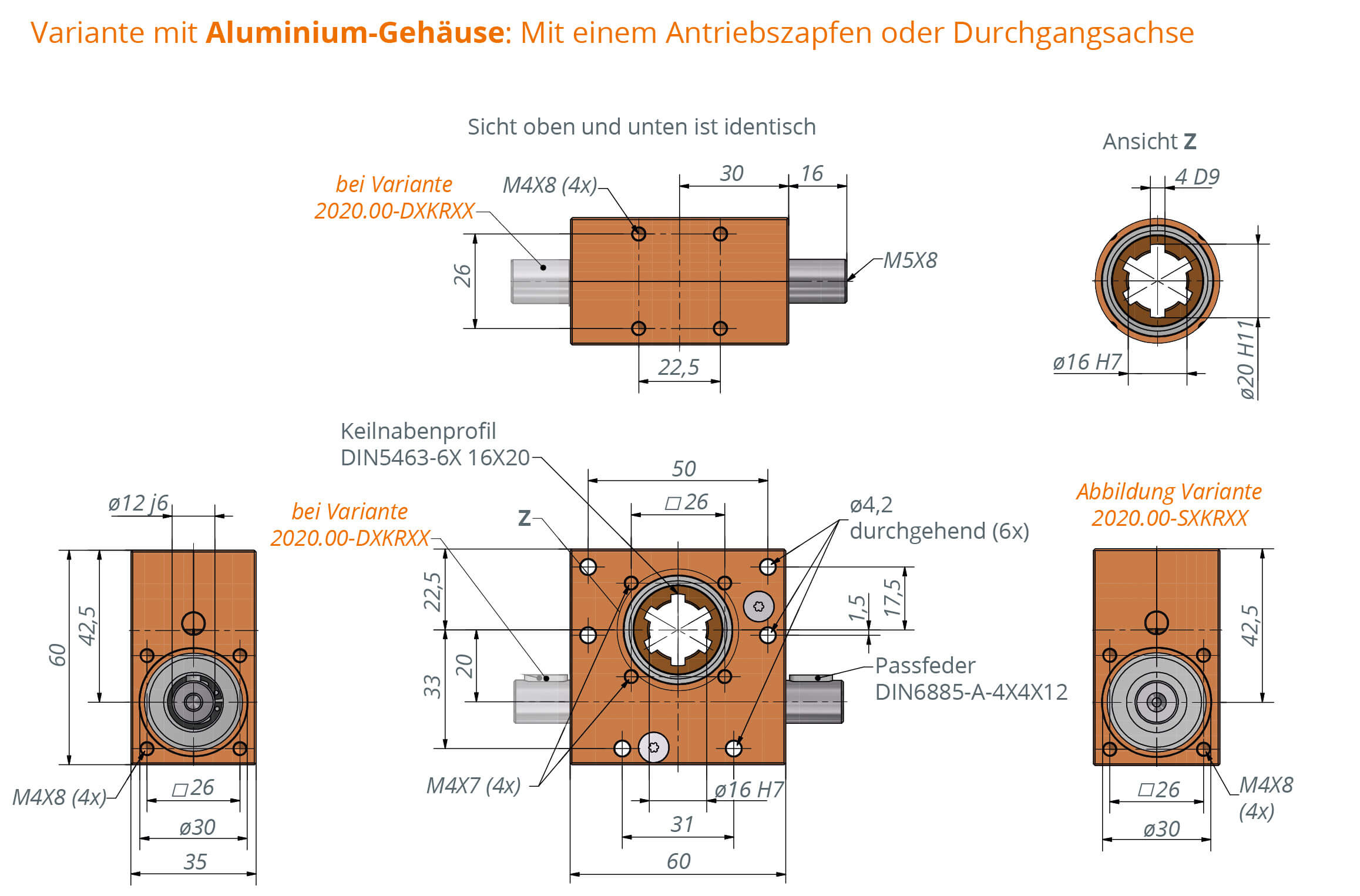 Worm gear reducer Ket-Motion 2020 with splined shaft connection