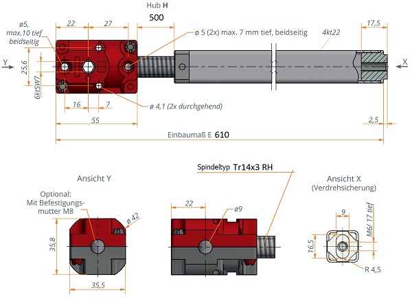 Kegelradgetriebe_mit_Spindeleinheit_Hub500mm Kegelradgetriebe mit Spindeleinheit Hub 500mm
