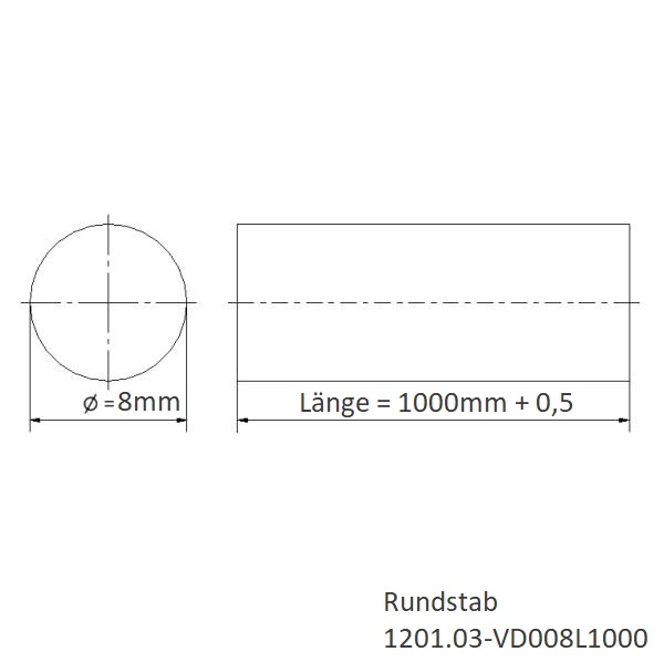 Rundstab_Aluminium_Durchmesser_8mm_1Meter_Zeichnung Rundstab Aluminium Ø 8 mm 1 Meter Zeichnung