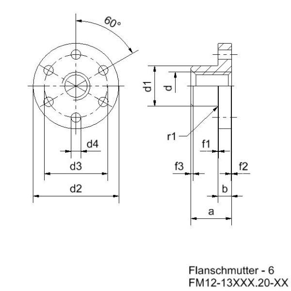 Flanschmutter_mit_Trapezgewinde_SG12_Messing_Zeichnung Flanschmutter mit Trapezgewinde SG 12 Messing Zeichnung
