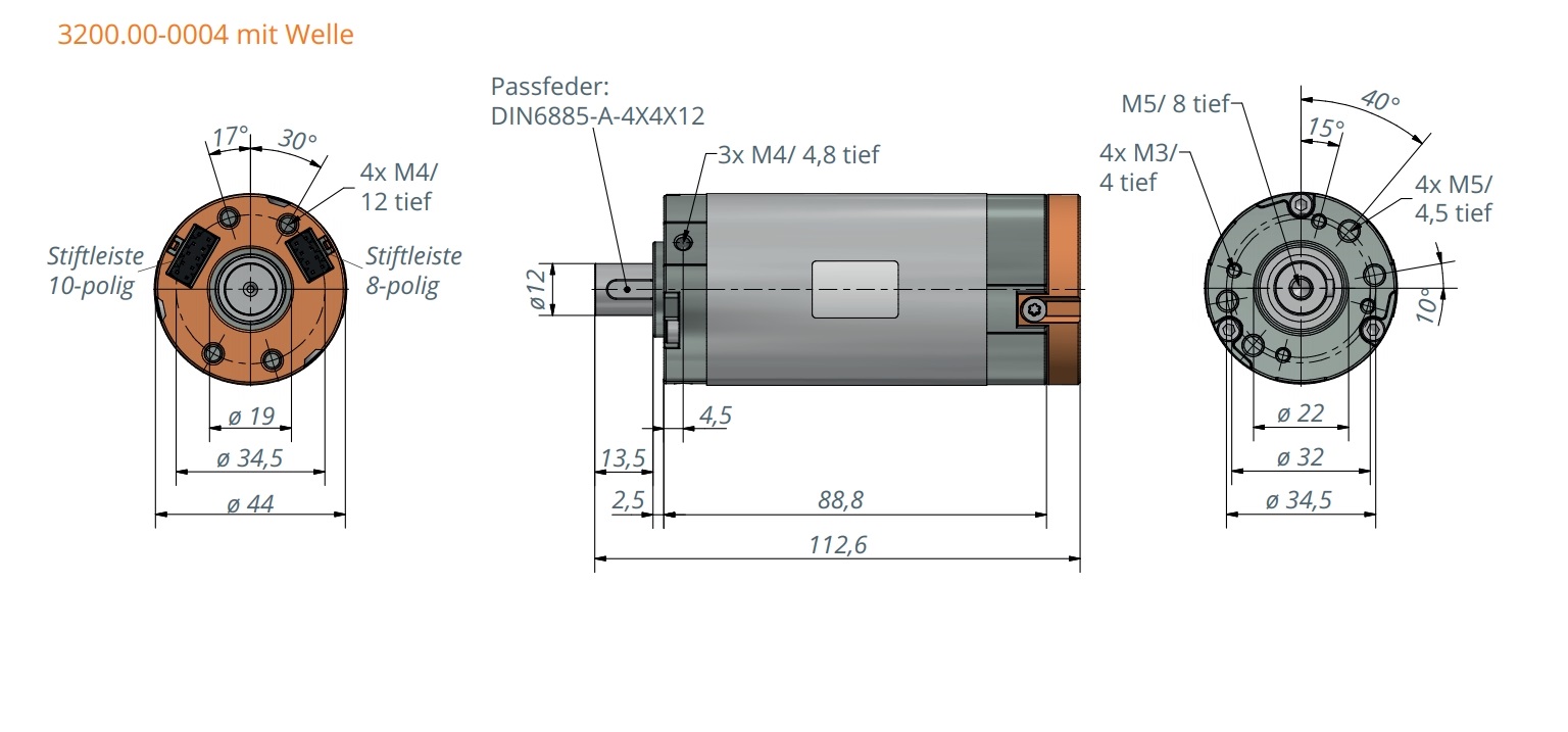 14 poliger BLDC Motor mit zwei Hallsensoren