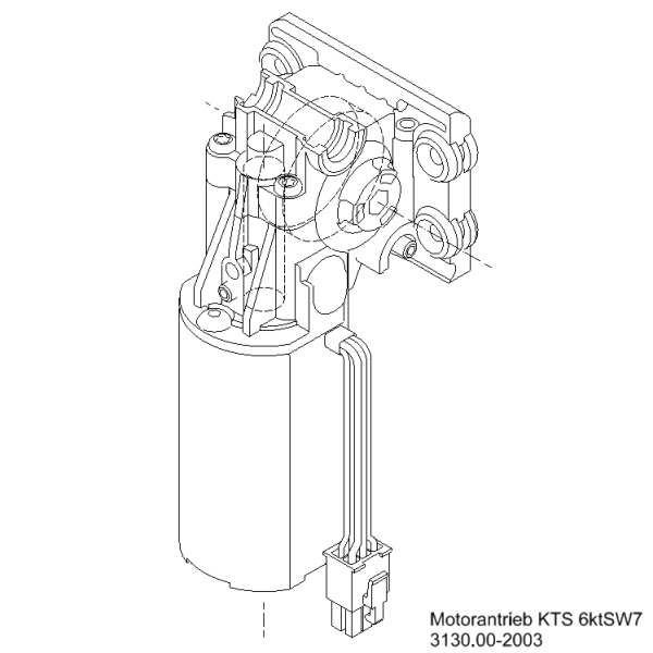 DC Motor mit Getriebe 24V l 6kt SW7 l mit Befestigungsplatte Zeichnung