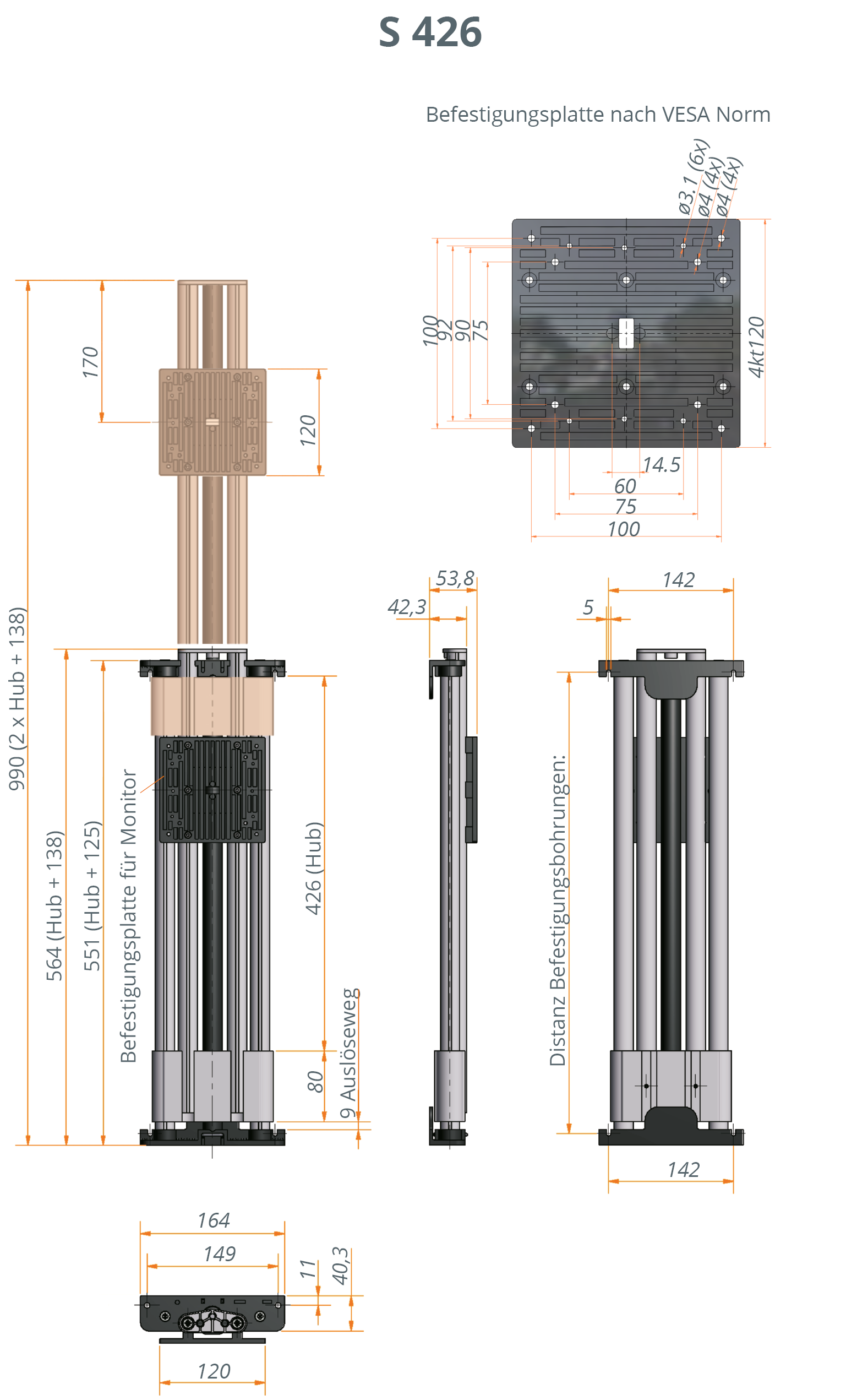 Monitor-/TV-Lift Ket Spring Lift S 4701 