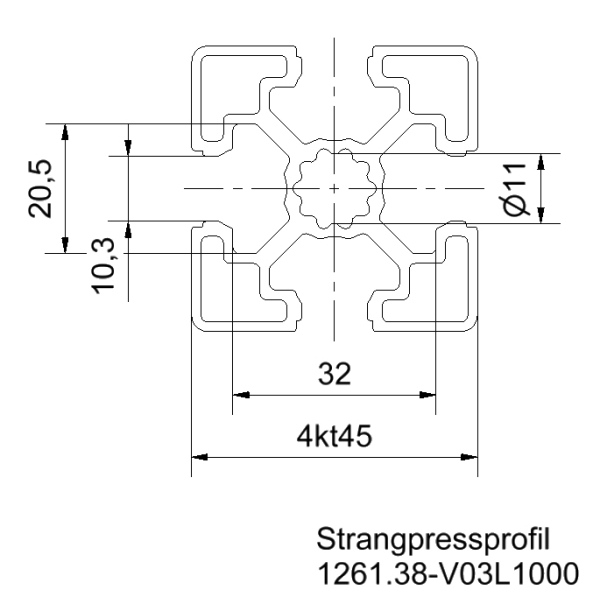 Montageprofil_Konstruktionsprofil_45x45_Zeichnung Montageprofil Konstruktionsprofil 45x45 Zeichnung
