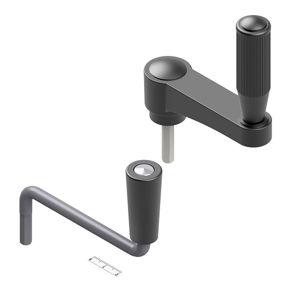 Handkurbel_6ktSW6_Achsenlnge855mm Handkurbel 6kt SW6 l Achsenlänge 85,5mm l Ausladung 105mm l Einstecktiefe 12mm