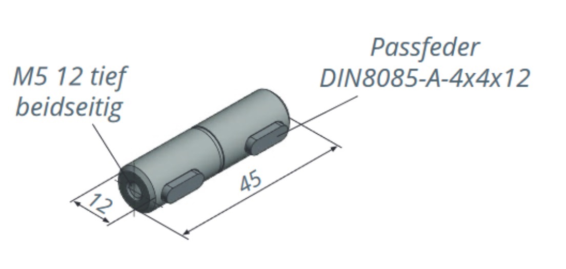 5708-39-0001j8Yfwmu2Vc921 Kupplungsachse Aluminium 12x4x45 mm