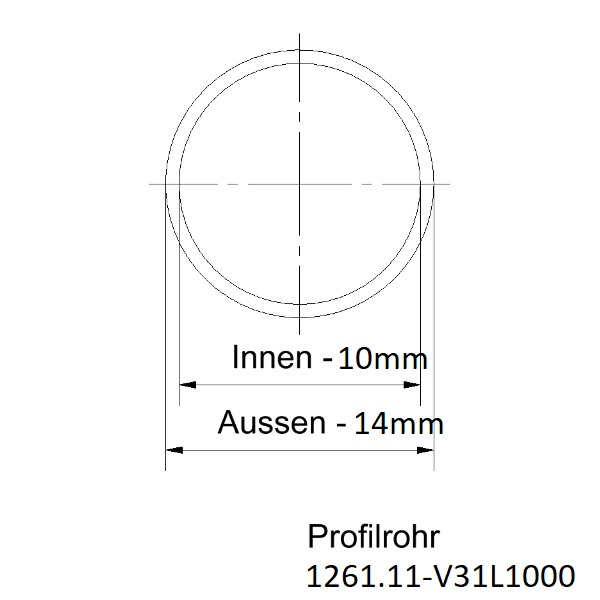 Profilrohr_Aluminium_Durchmesser_14mm_innen_10mm_1000mm_Zeichnung Profilrohr l Außen rund 14mm l Innen rund 10mm l 1000mm Zeichnung