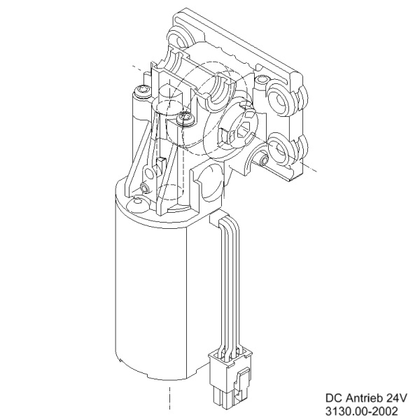 DC Motor mit Getriebe 24V l 6kt SW6 l mit Befestigungsplatte Zeichnung