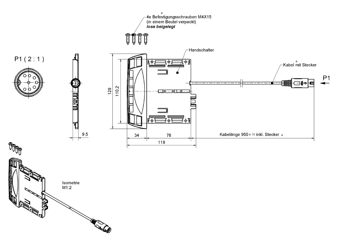 Handschalter HSF-MDF-4M4-LD mit Ausziehmechanismus