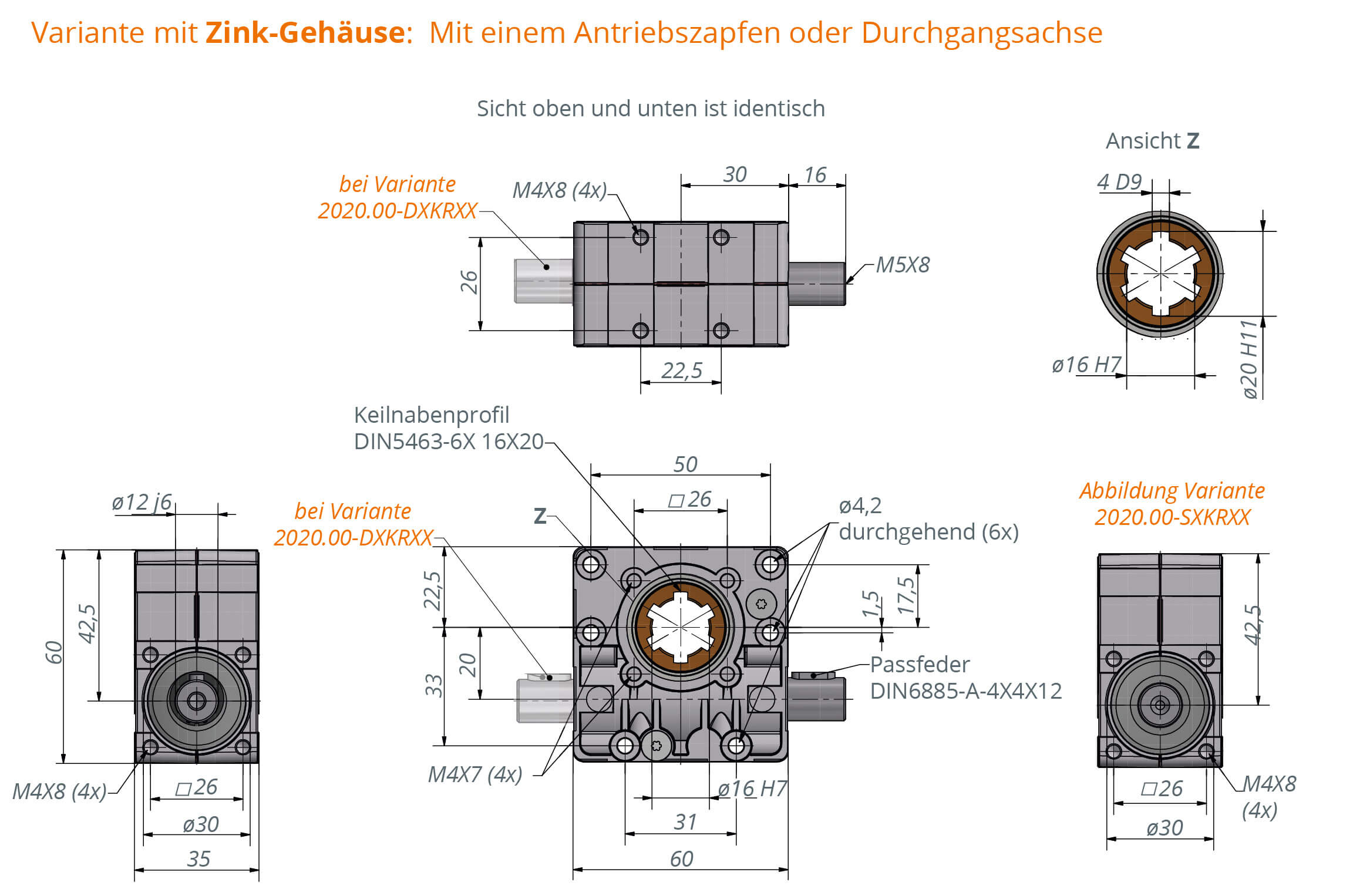 Worm gear reducer Ket-Motion 2020 with splined shaft connection