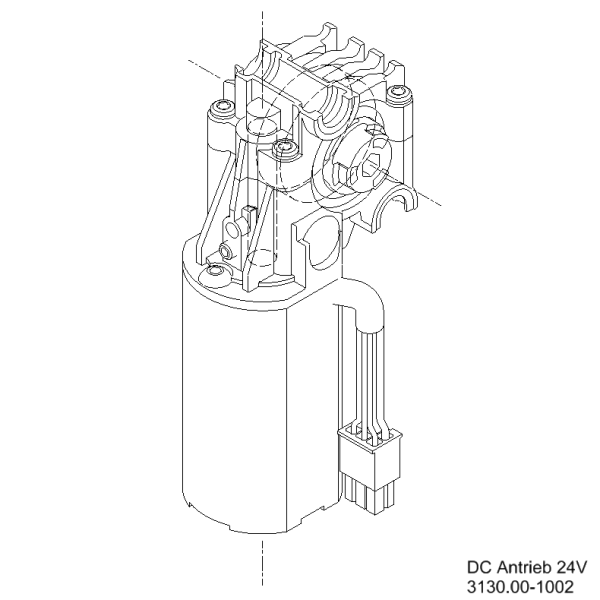 DC Motor mit Getriebe 24V l 6kt SW6 l ohne Befestigungsplatte Zeichnung