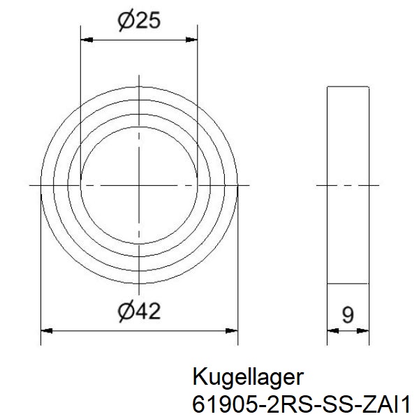Kugellager_Edelstahl_25x42x9_1Stck_Zeichnung Kugellager Niro 25x42x9 l 1 Stück Zeichnung