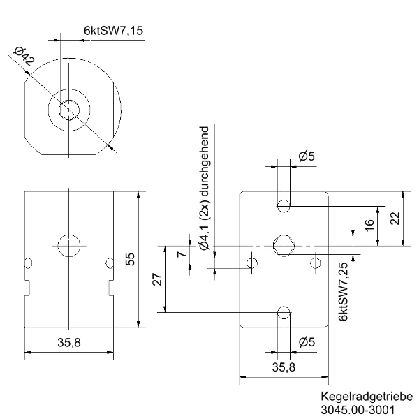_Umlenkgetriebe_bevelgear_3045_00-3001-3 Kegelradgetriebe 5,5 Nm 1:1 oder 2:1