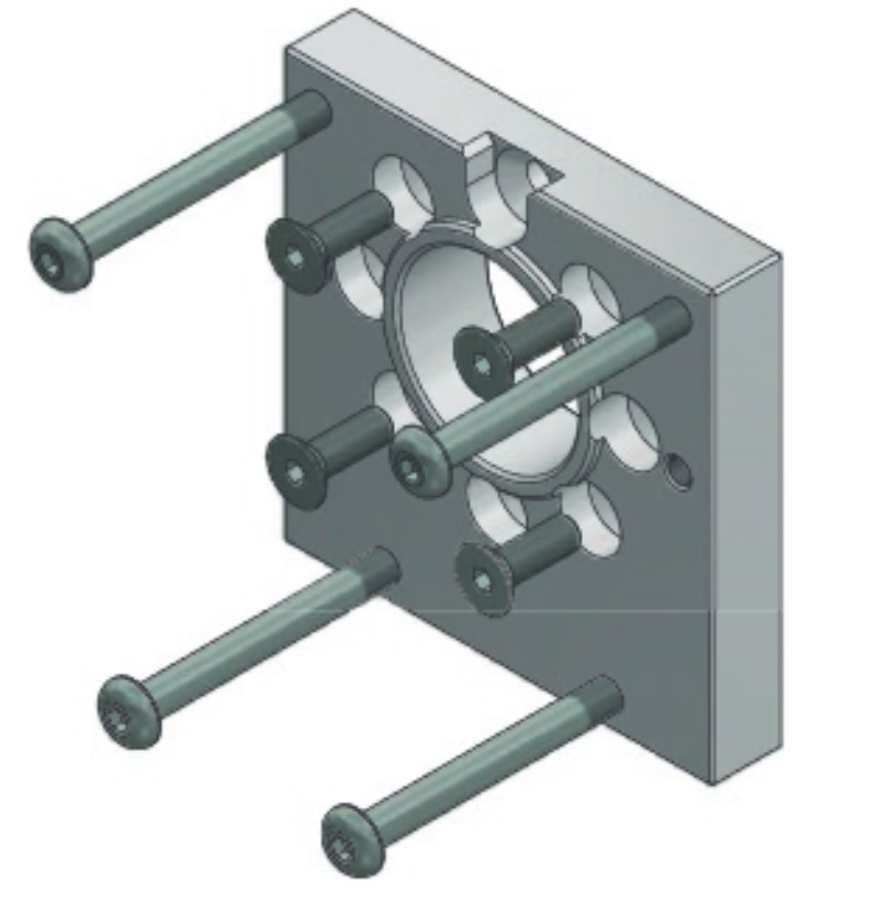 Montageflansch 45° rastend Montageflansch 45° rastend zur Verbindung und Befestigung unserer 2020 Ket Motion Schneckenradgetriebe.  Montageflansch 45° rastend Aluminium 3D