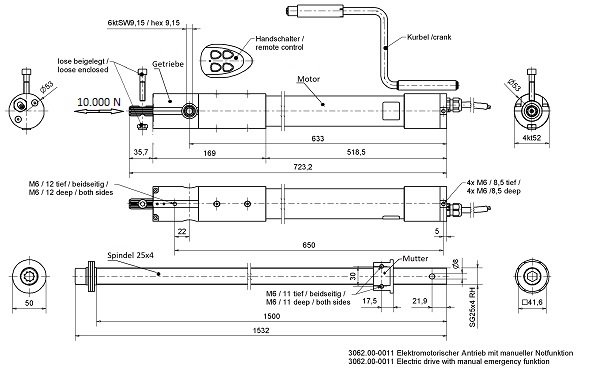 Elektromotorischer Spindelantrieb l 230V l 120U/min bei 5Nm