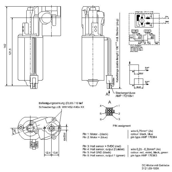 DC Motor mit Getriebe 24V Zeichnung1