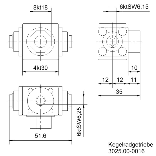 KegelradgetriebeWinkelgetriebe90_3Nm_Zeichnung2 Kegelradgetriebe Winkelgetriebe 90° 3Nm Zeichnung