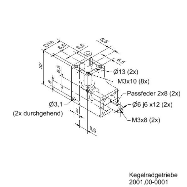 Kegelradgetriebe__Umlenkgetriebe_01Nm_Zeichnung2 Kegelradgetriebe  0,1 - 4 Nm  1:1 0,1 Nm / Ø6j6