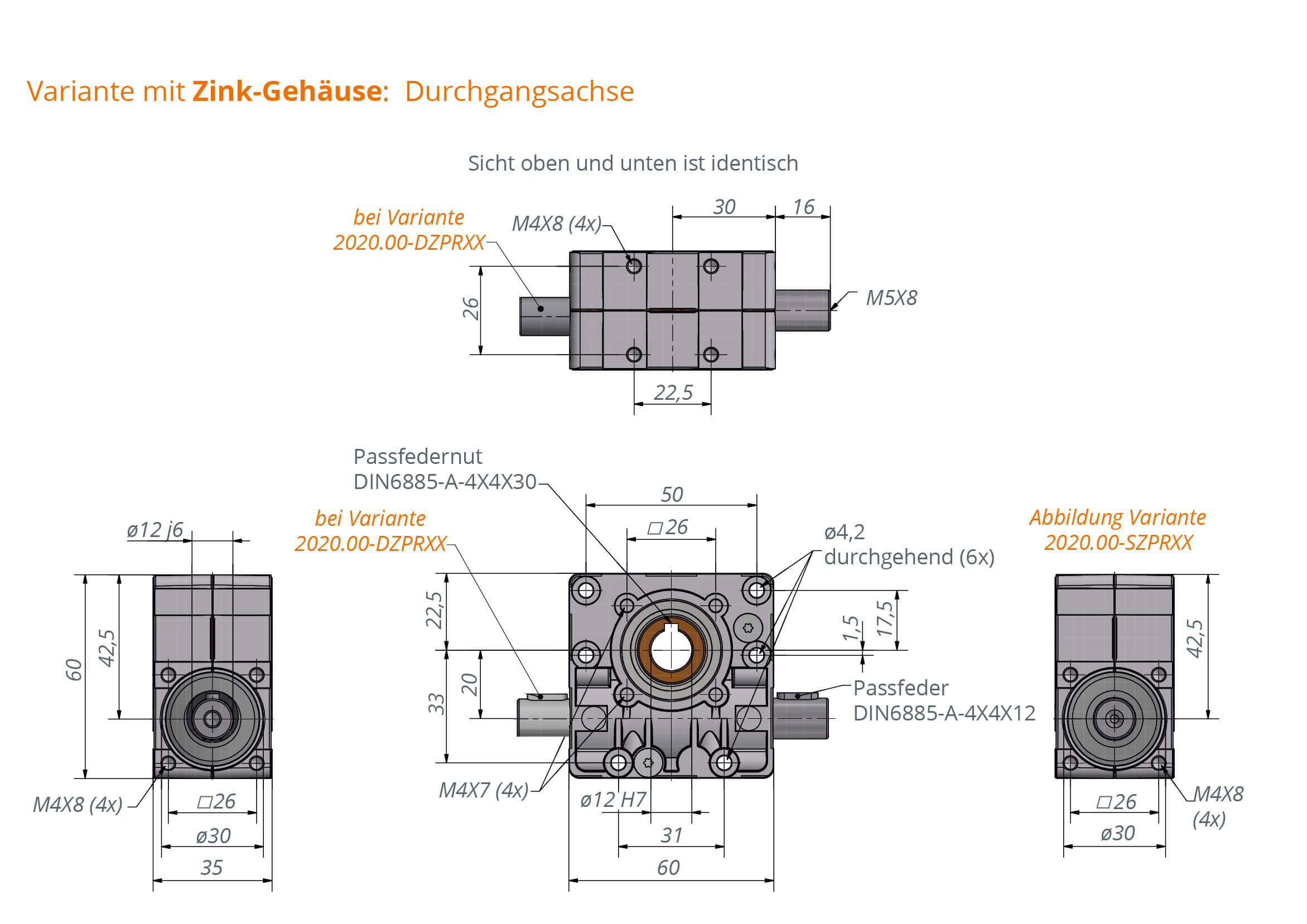 Ket-Motion 2020 worm gear with keyway  Zinc 1:1