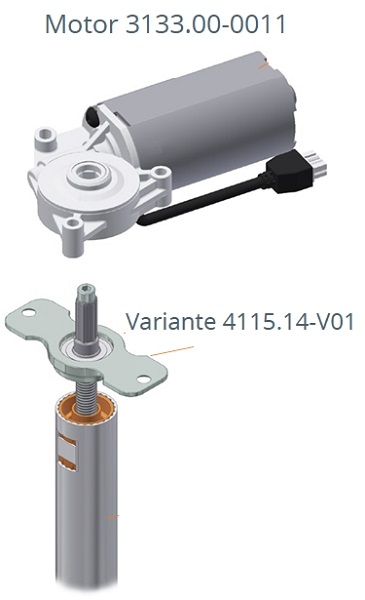 Synchronteleskop_Spindeleinheit_Zeichnung3 Synchronteleskop-Spindeleinheit mit Motoradapter l Einbaumaß 500mm Zeichnung3