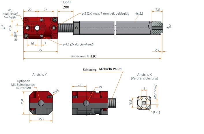Kegelradgetriebemit_Spindeleinheit__Hub200mm1 Kegelradgetriebe mit Spindeleinheit 1:1 Hub 200mm