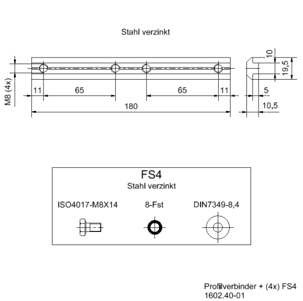 Profilverbinder Streckenverbinder Montageprofile Zeichnung1