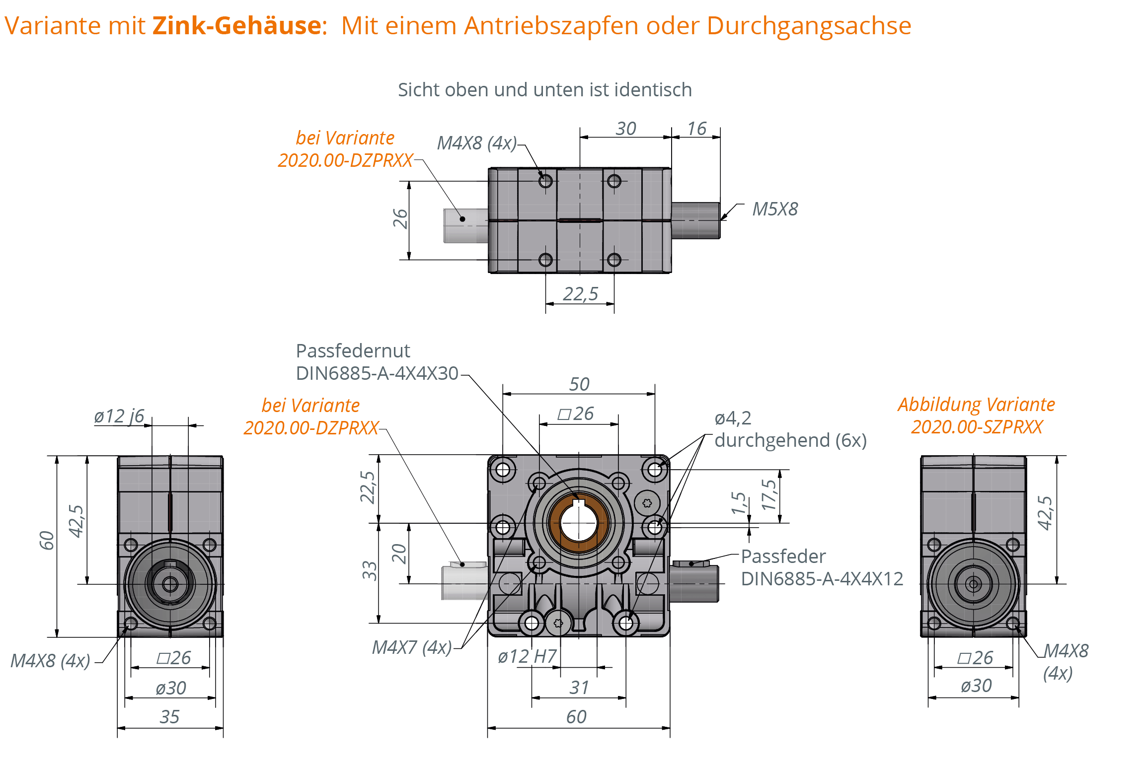 Schneckengetriebe Ket-Motion 2020 mit Passfedernut  